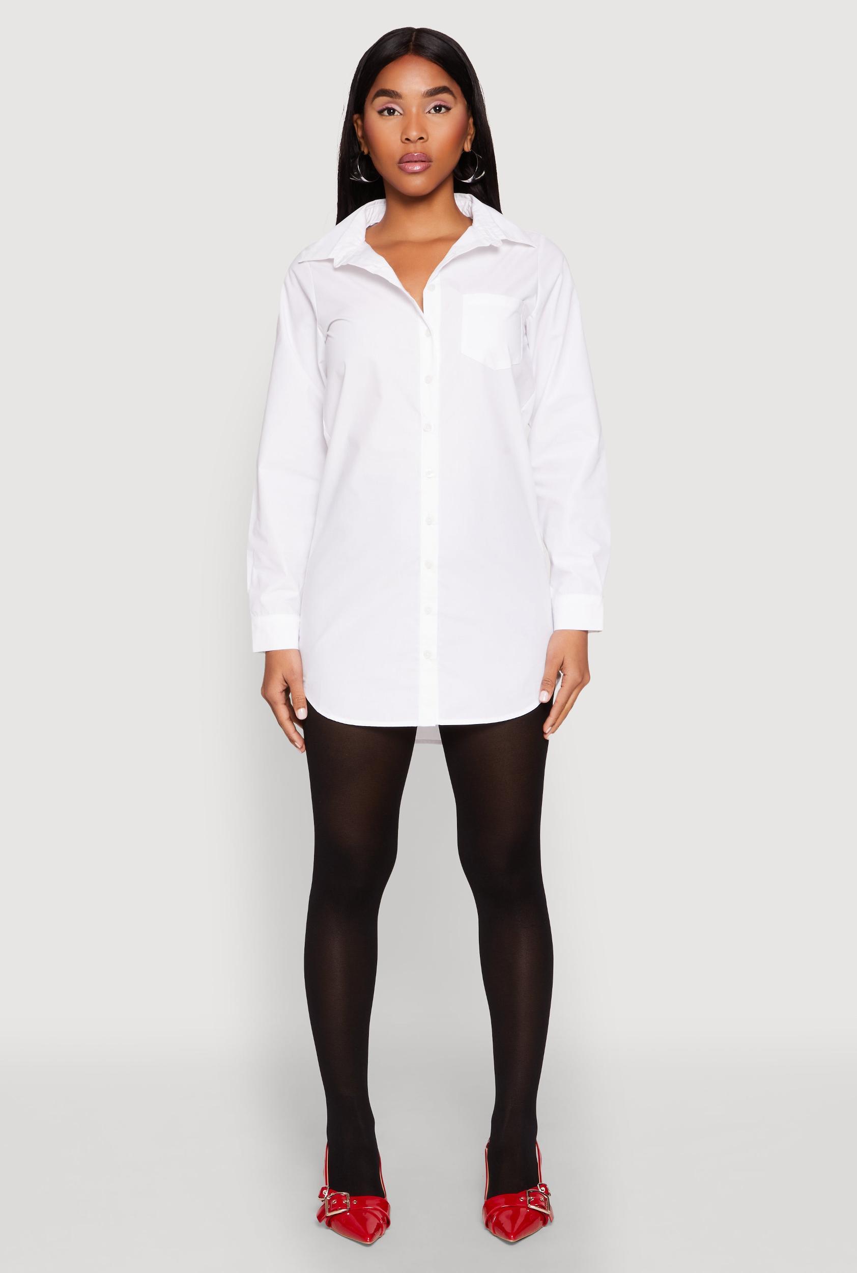 Womens Poplin Button Front Shirt Dress Product Image
