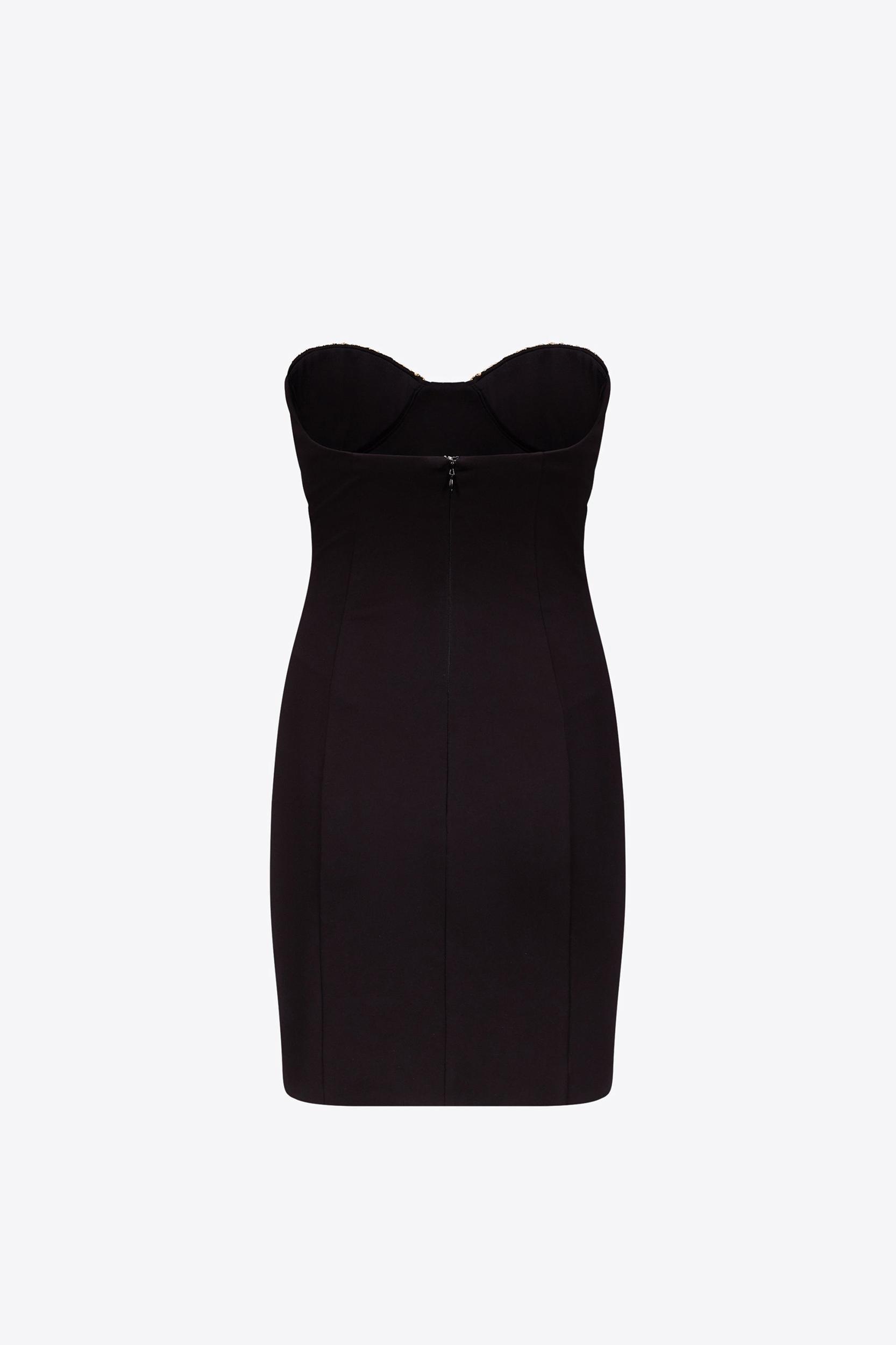Embroidered Crystal Button Cluster Draped Mini Dress Product Image