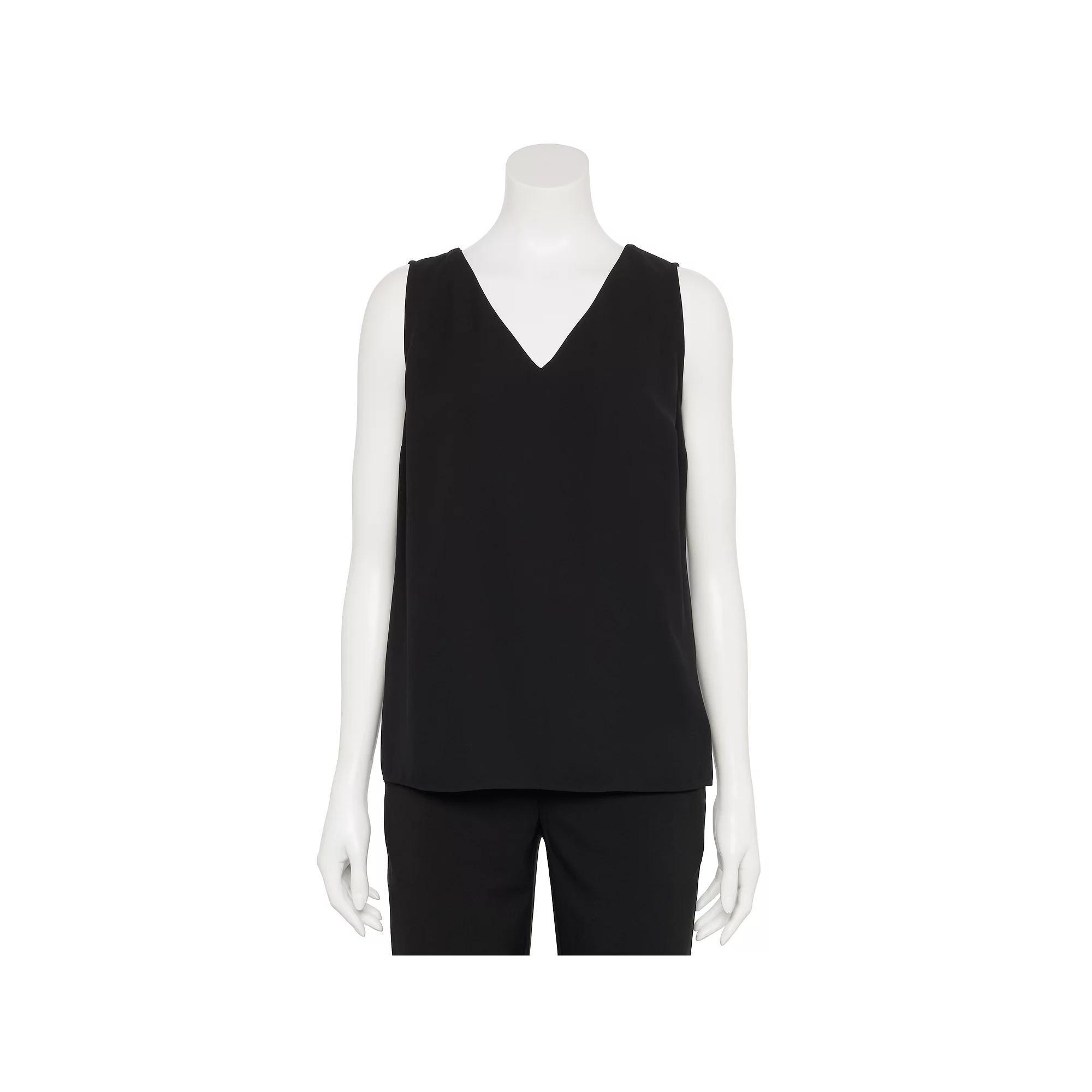 Women's Nine West Adaptive V-Neck Shell Tank Top, Size: XL, Mineral Black Product Image