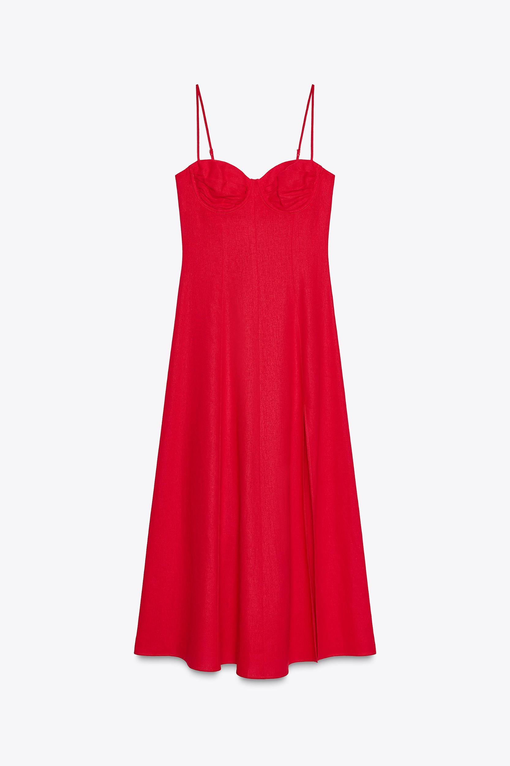 LINEN MIDI CORSET DRESS Product Image