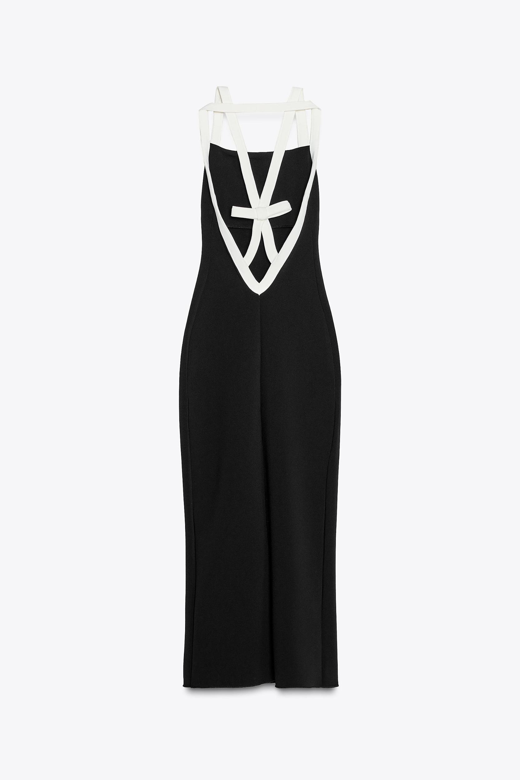 CONTRAST STRETCH HALTER DRESS Product Image