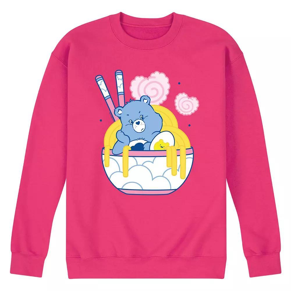 Mens Care Bears Grumpy Ramen Bowl Fleece Sweatshirt Pink Product Image