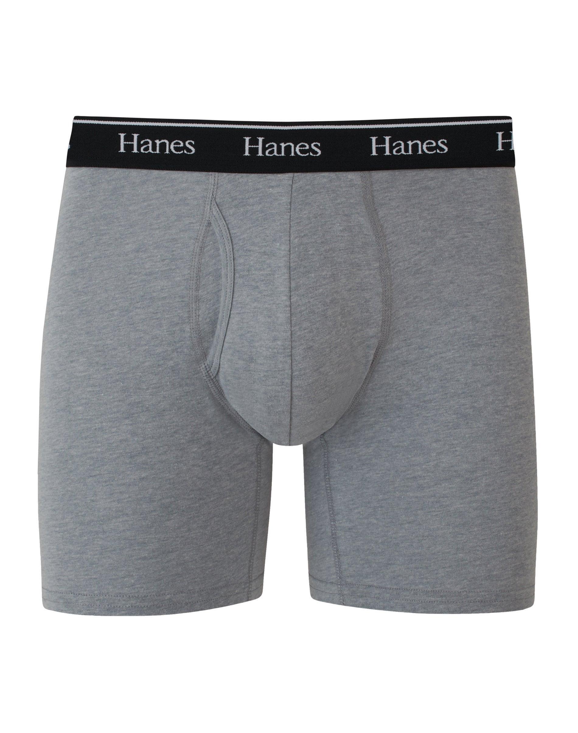 Hanes Originals Mens Stretch Cotton Boxer Brief Underwear, Moisture-Wicking Black/Red M Product Image