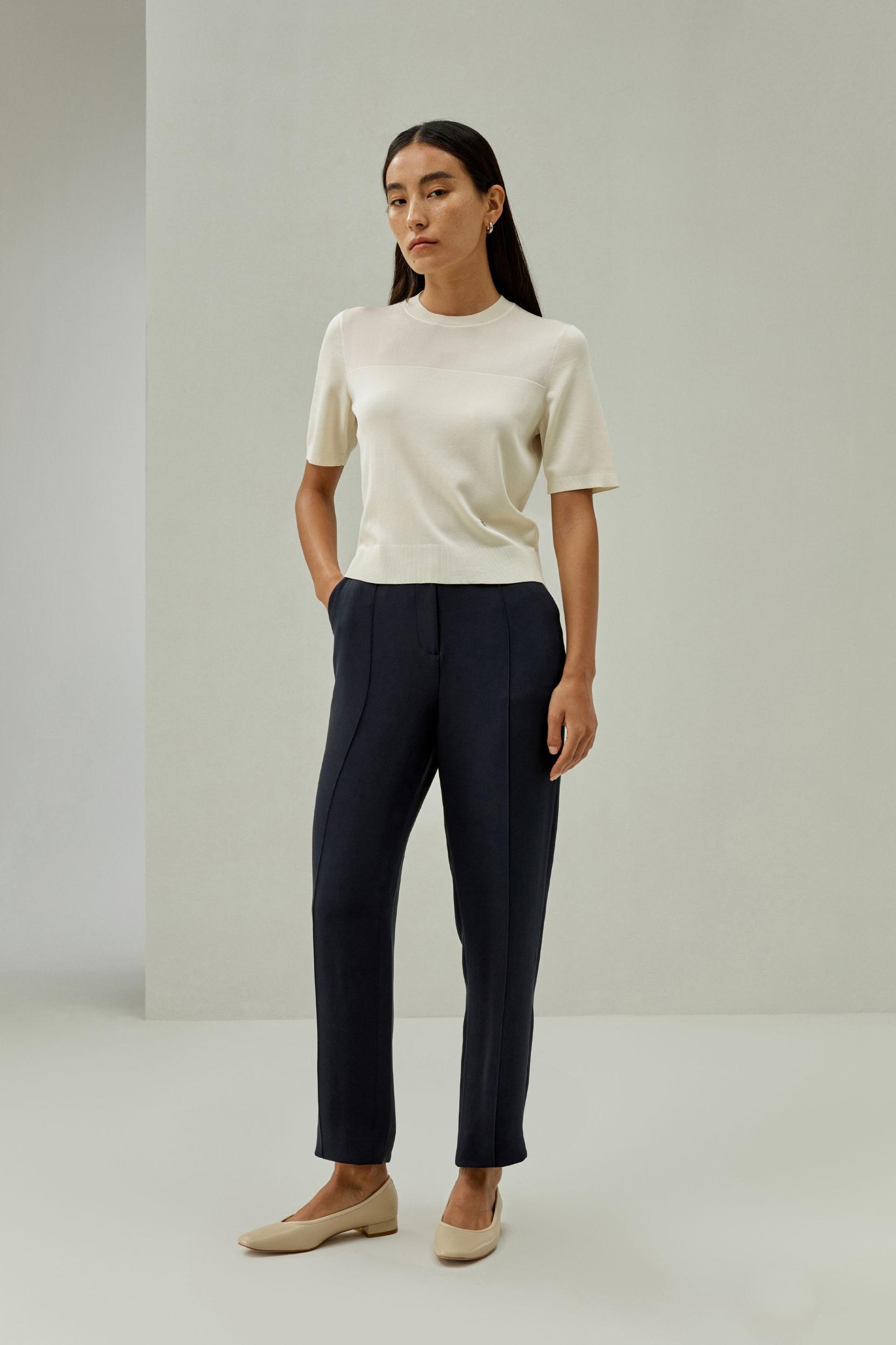 Sophisticated Dual-Knit Silk T-Shirt Product Image