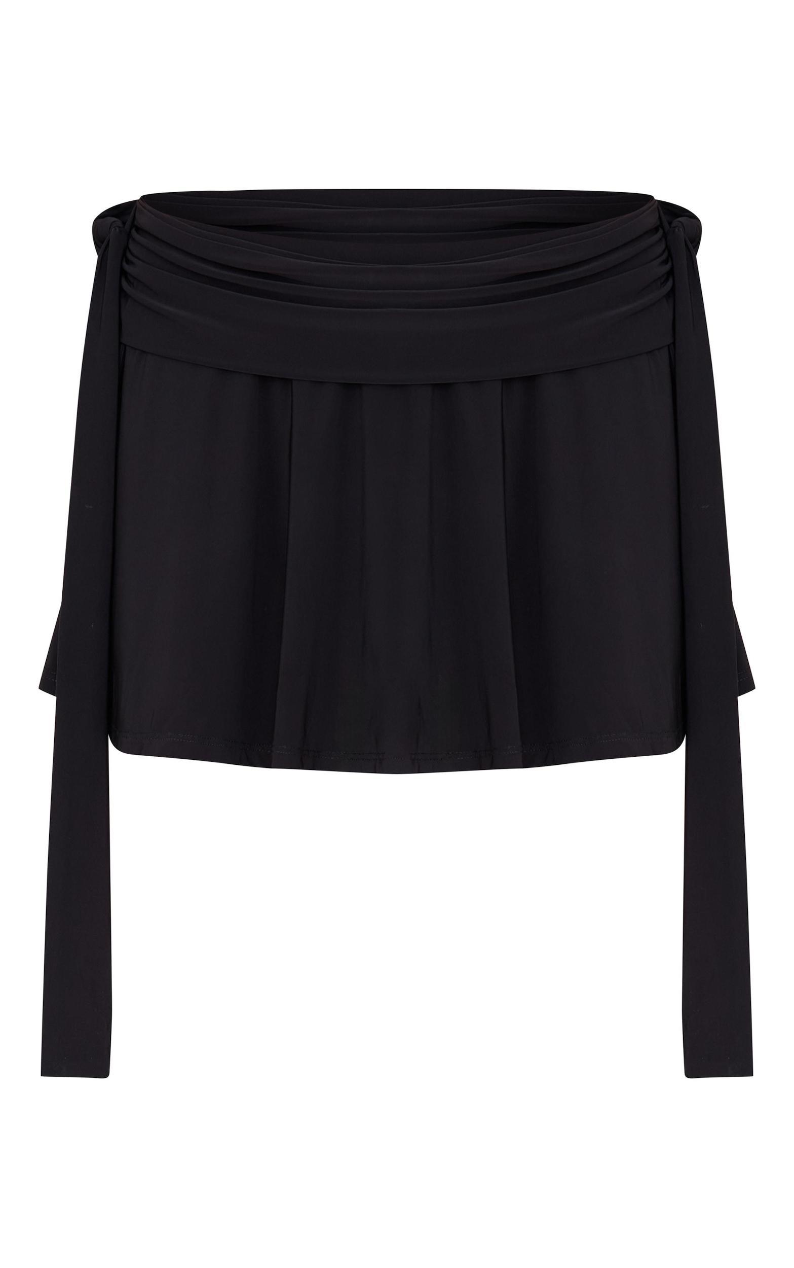 Black Slinky Tie Side Flippy Mini Skirt Product Image