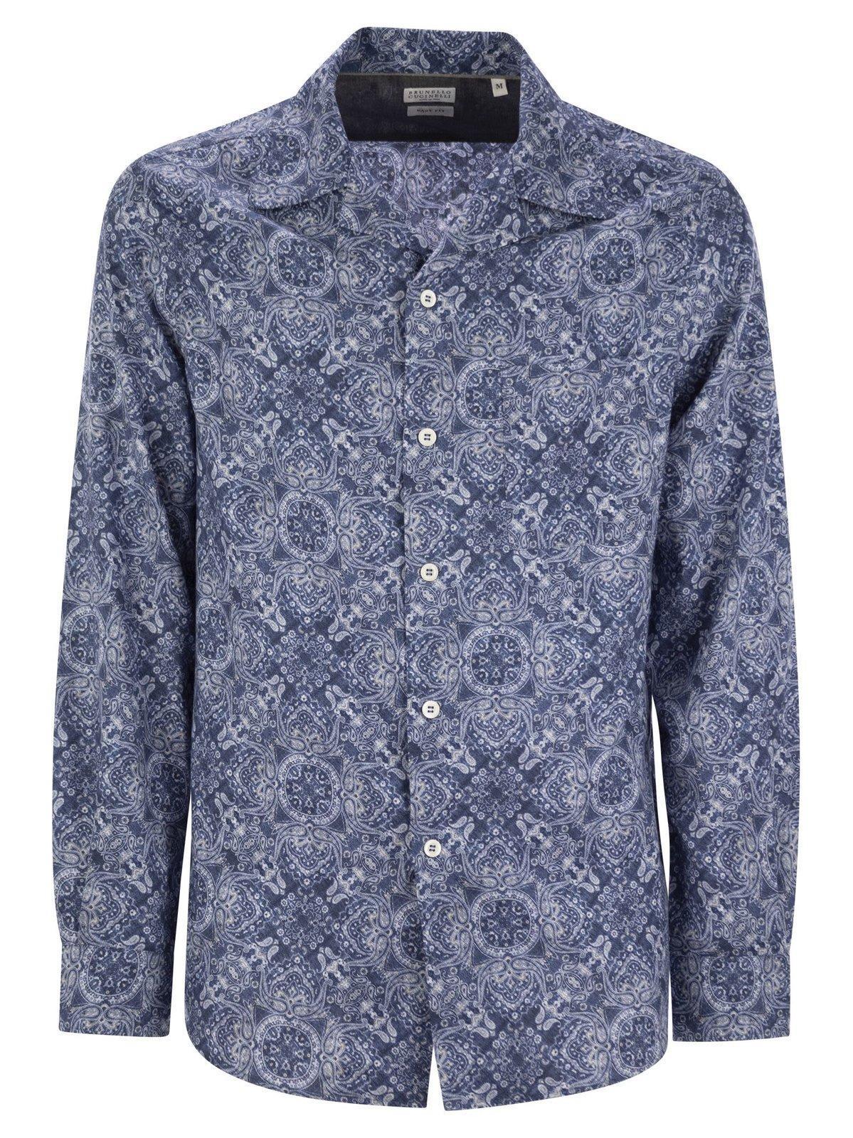 BRUNELLO CUCINELLI Classic Easy Fit Cotton Shirt In Blue Product Image