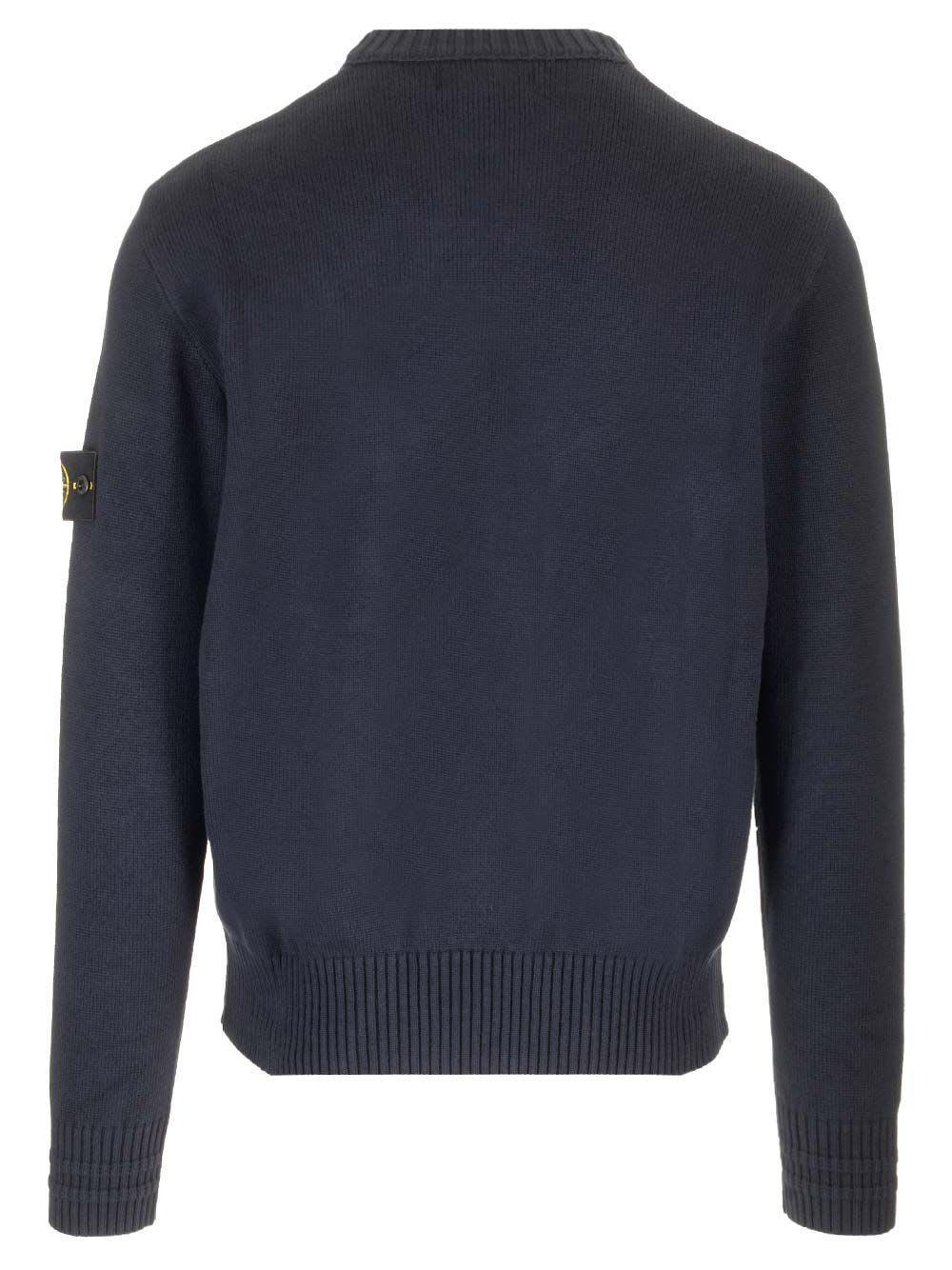 STONE ISLAND Winter Cotton Crewneck Sweater In Blue Product Image