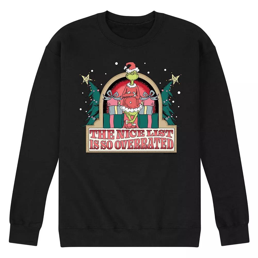 Mens Dr. Seuss The Grinch Nice List Is Overrated Fleece Sweatshirt Product Image