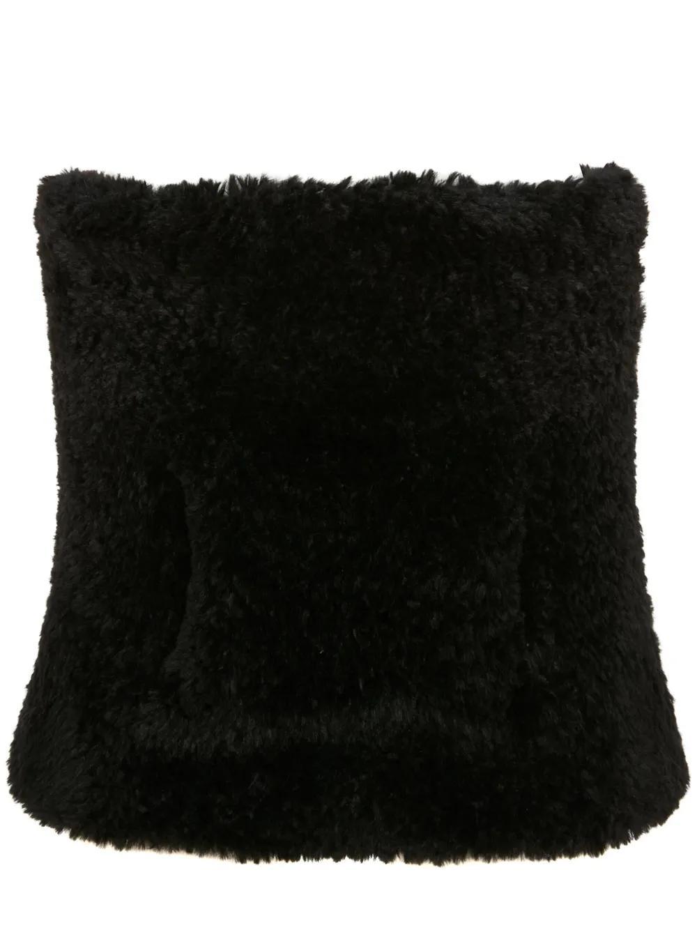 JW ANDERSON Fuzzy Front-pocket Bandeau Top In Black Product Image