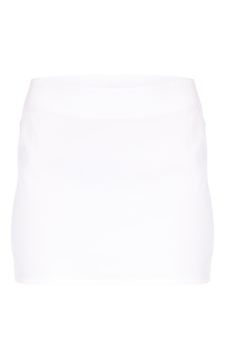 White Stretch Woven Dip Hem Mini Skirt Product Image