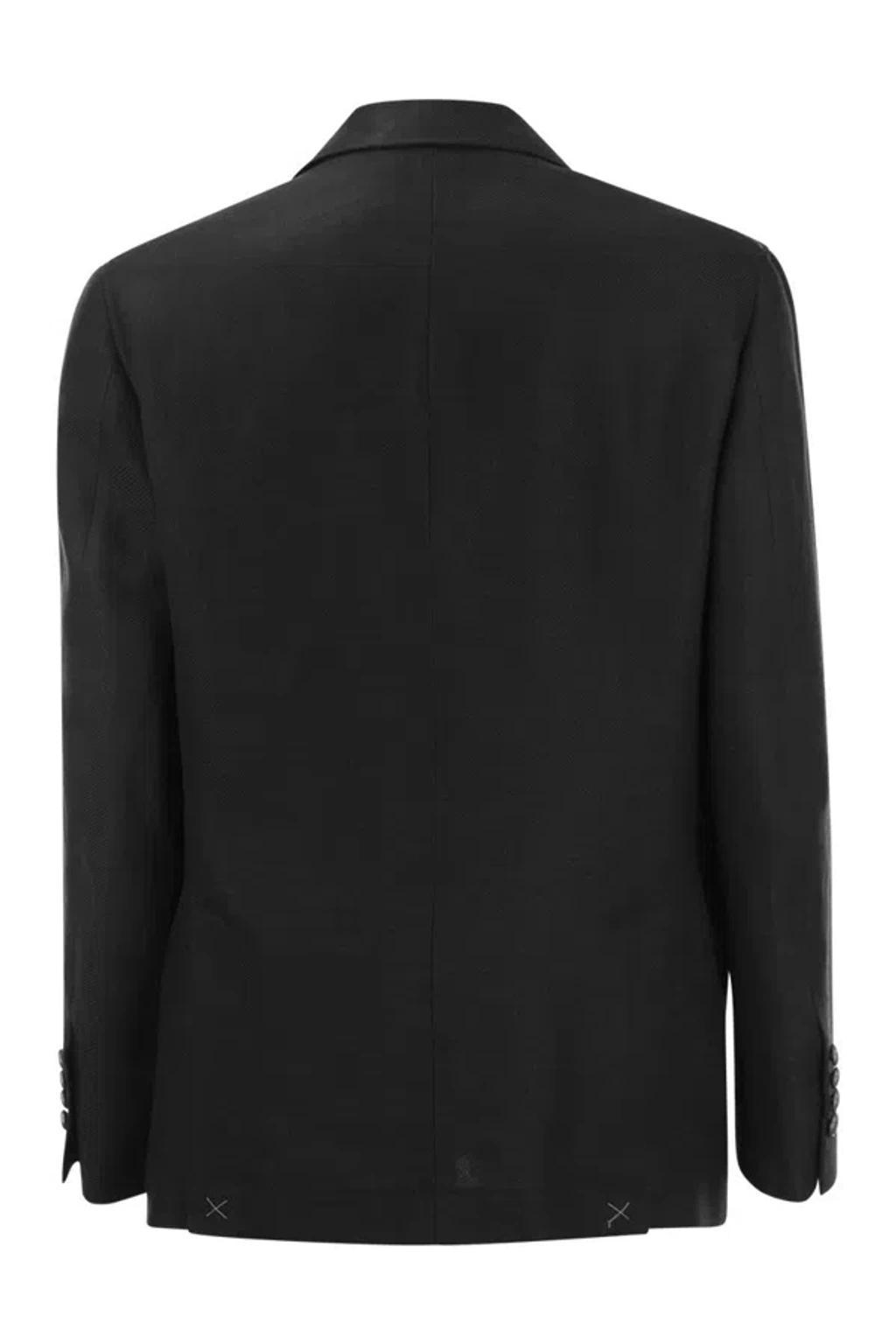 BRUNELLO CUCINELLI Linen, Wool And Silk Diagonal Deconstructed Jacket Product Image