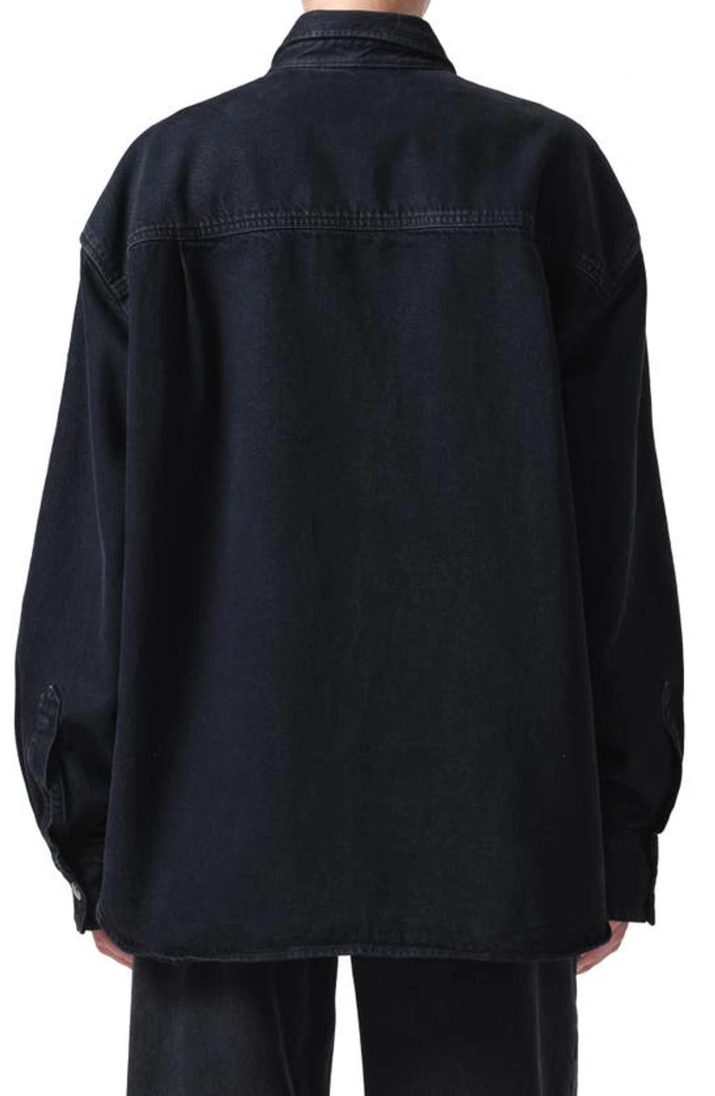 Camryn Denim Shirt In Crushed Marble Black Product Image
