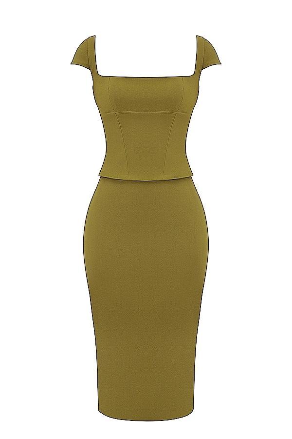 Layana  olive corset midi dress Product Image