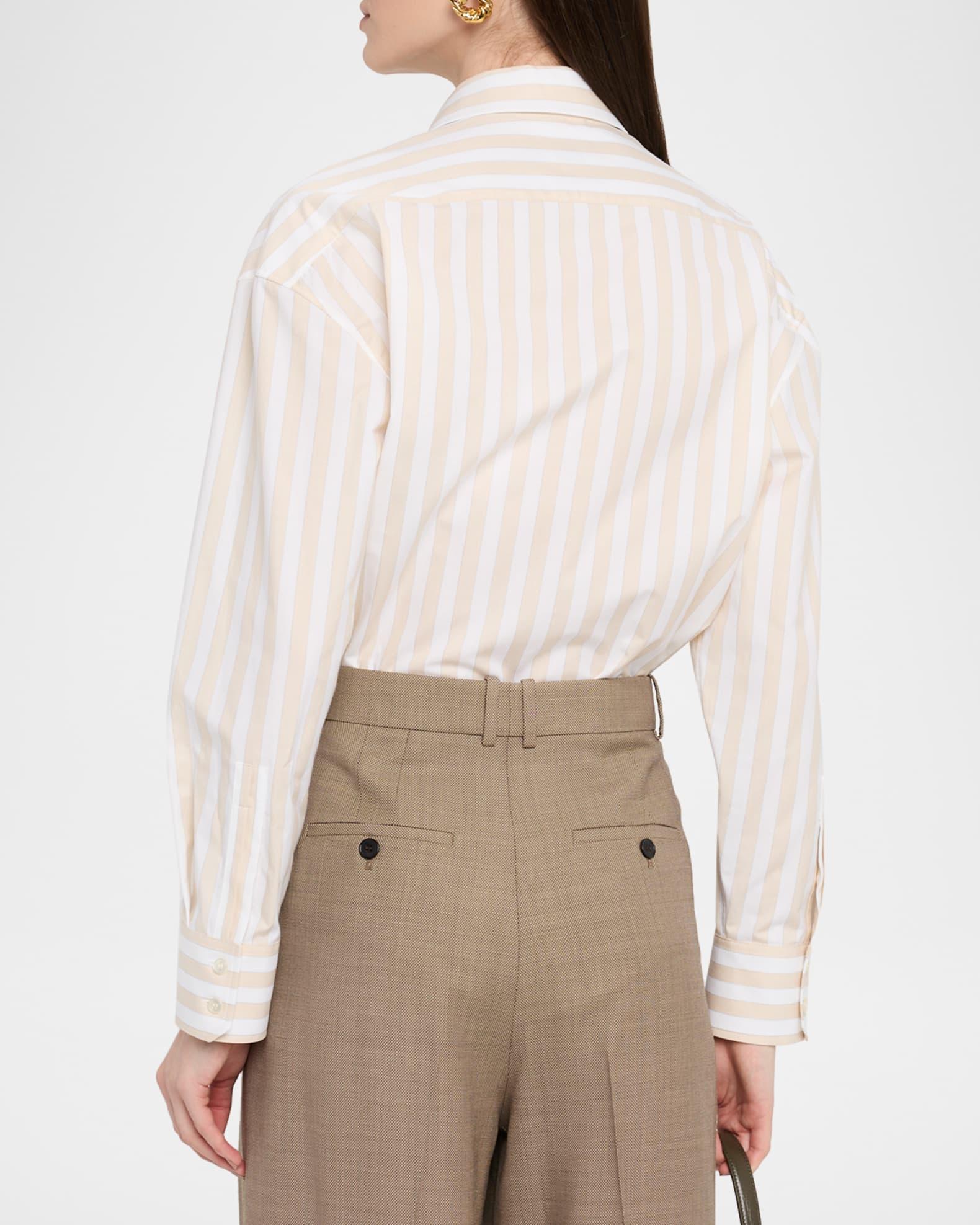 Long-Sleeve Stripe Button-Down Blouse Product Image