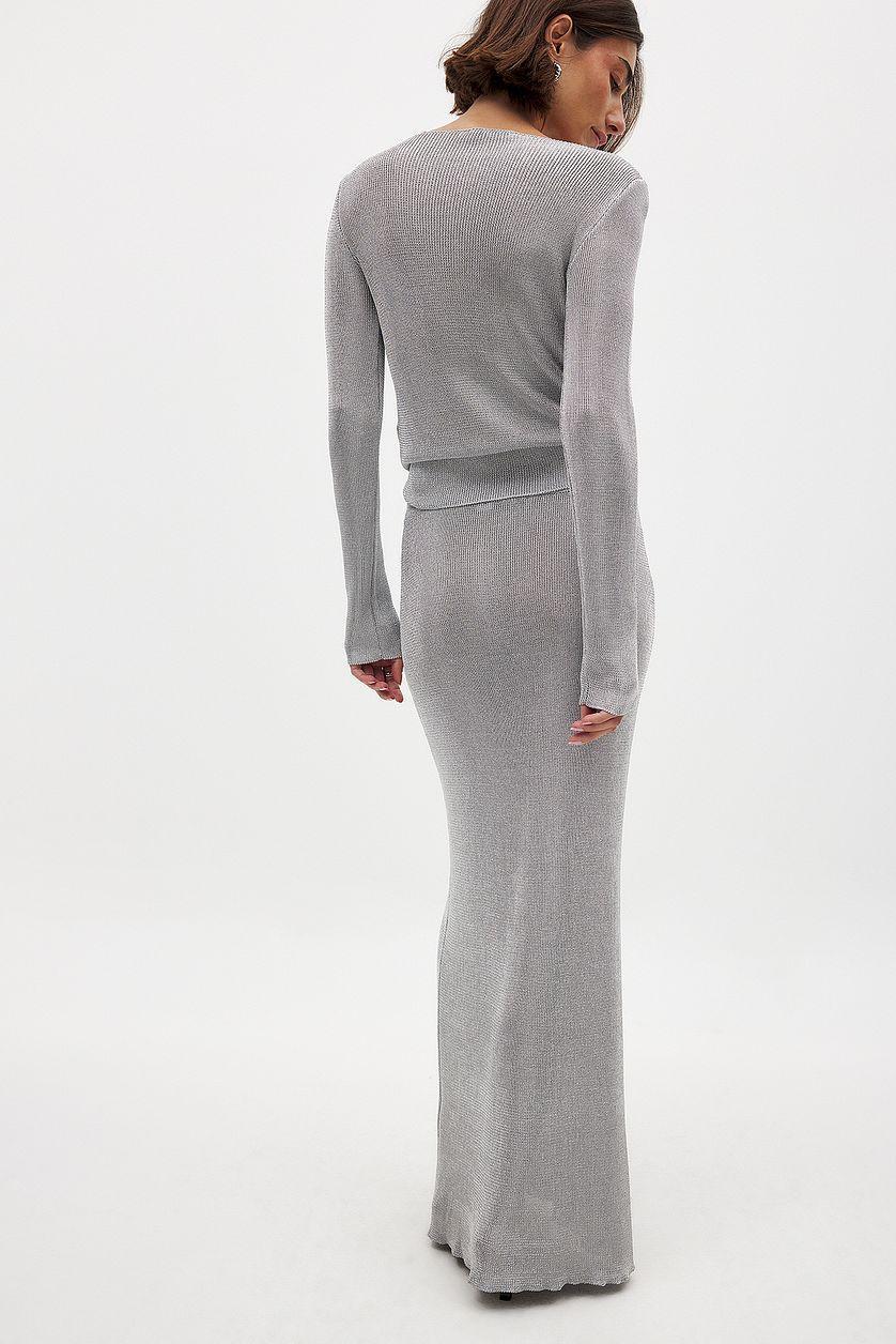 Metallic Knitted Maxi Skirt Product Image