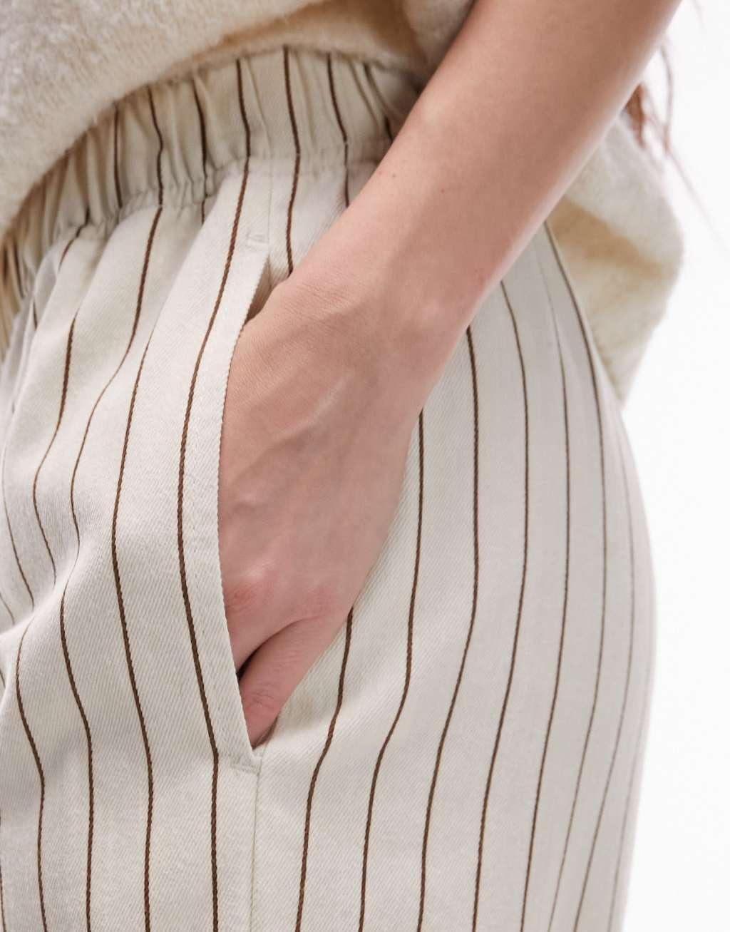 Topshop stripe pull on straight leg pants Product Image