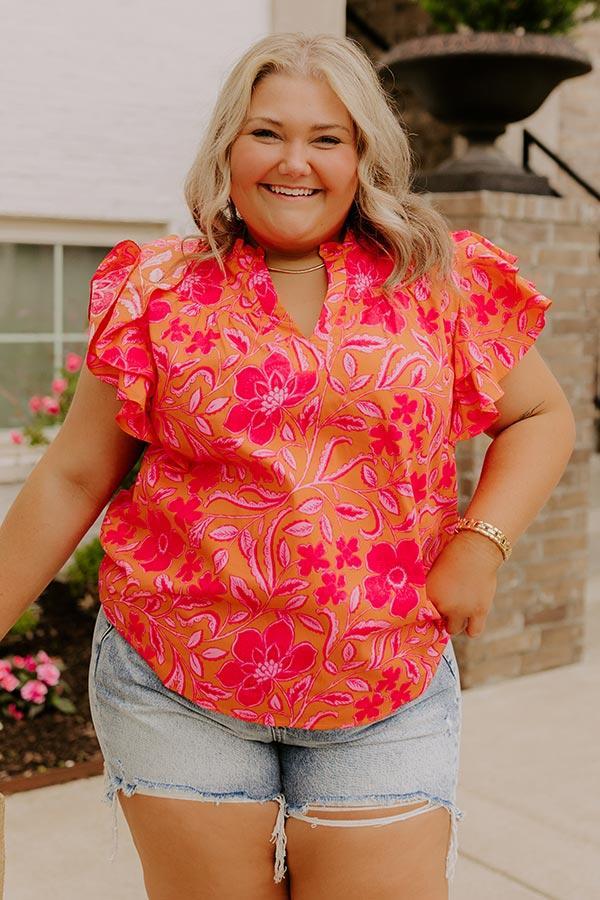 Mimosas Sippin' Floral Top Curves Product Image