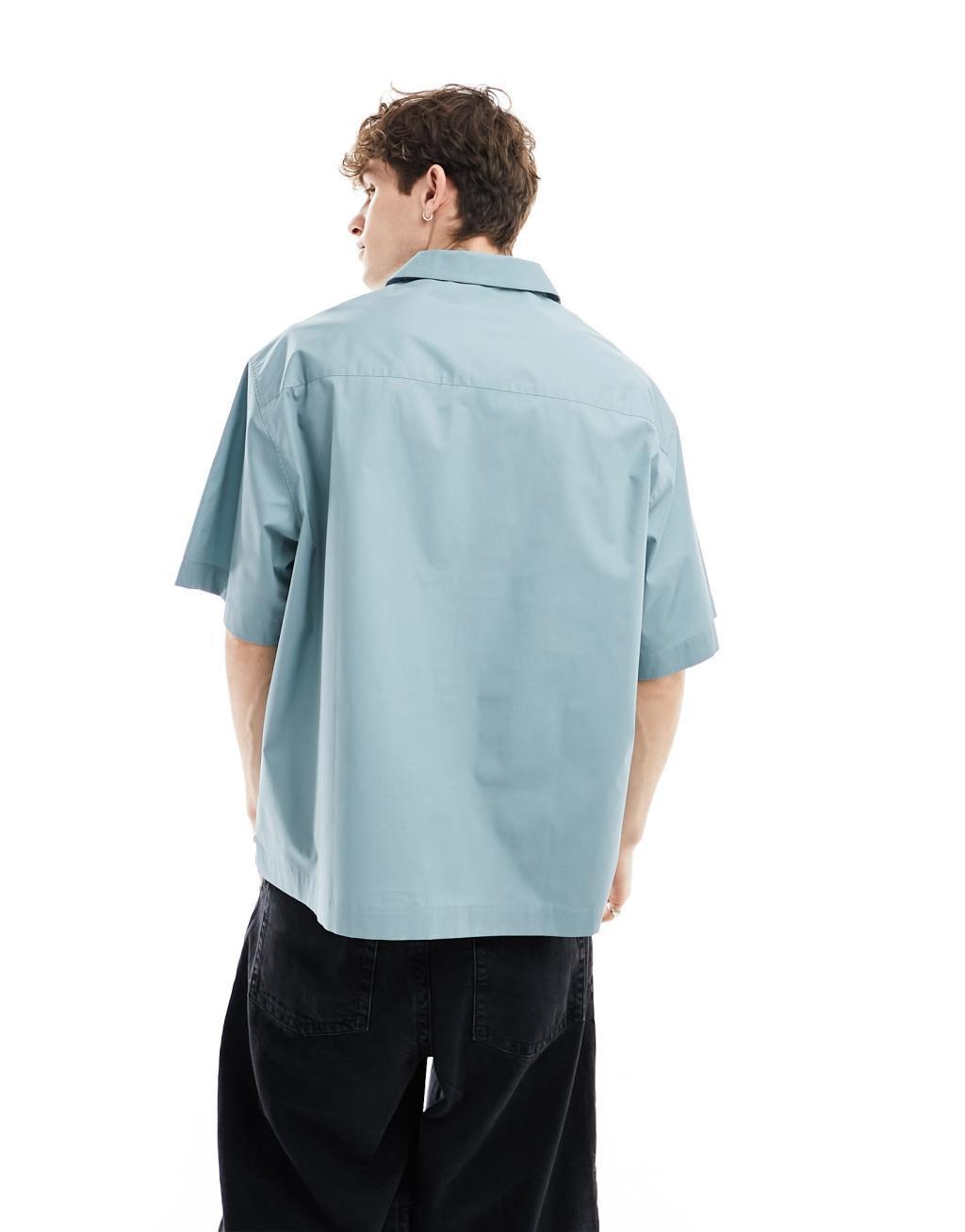 ASOS DESIGN  oversized poplin shirt in light teal Product Image