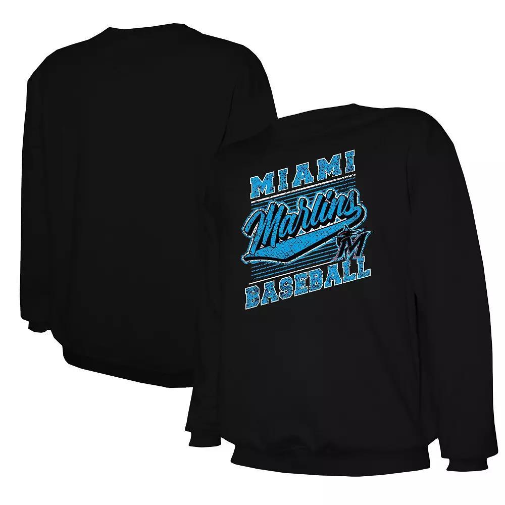Men's Stitches Black Miami Marlins Pullover Sweatshirt, Size: XL Product Image