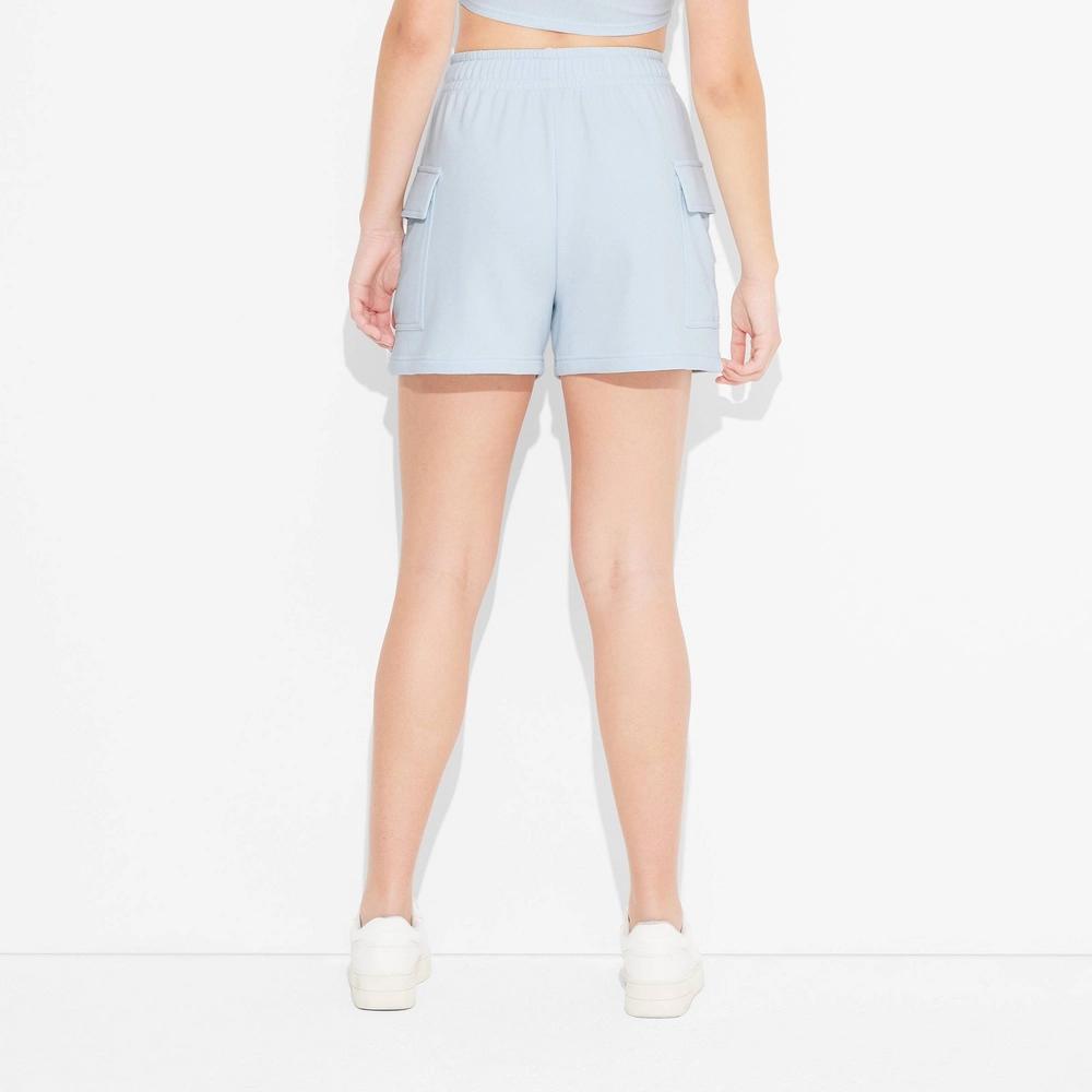 Women's Mid-Rise Cargo Sweat Shorts - Wild Fable™ Light Aqua Blue XS: Relaxed Fit, French Terry Product Image