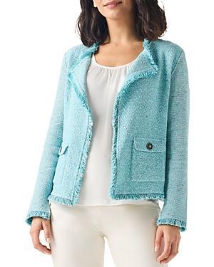 NIC+ZOE Fringe Mix Knit Pocket Jacket (Slate) Women's Suits Sets Product Image