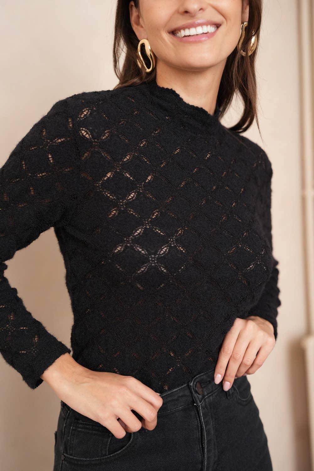 Openwork Pullover -Black Product Image
