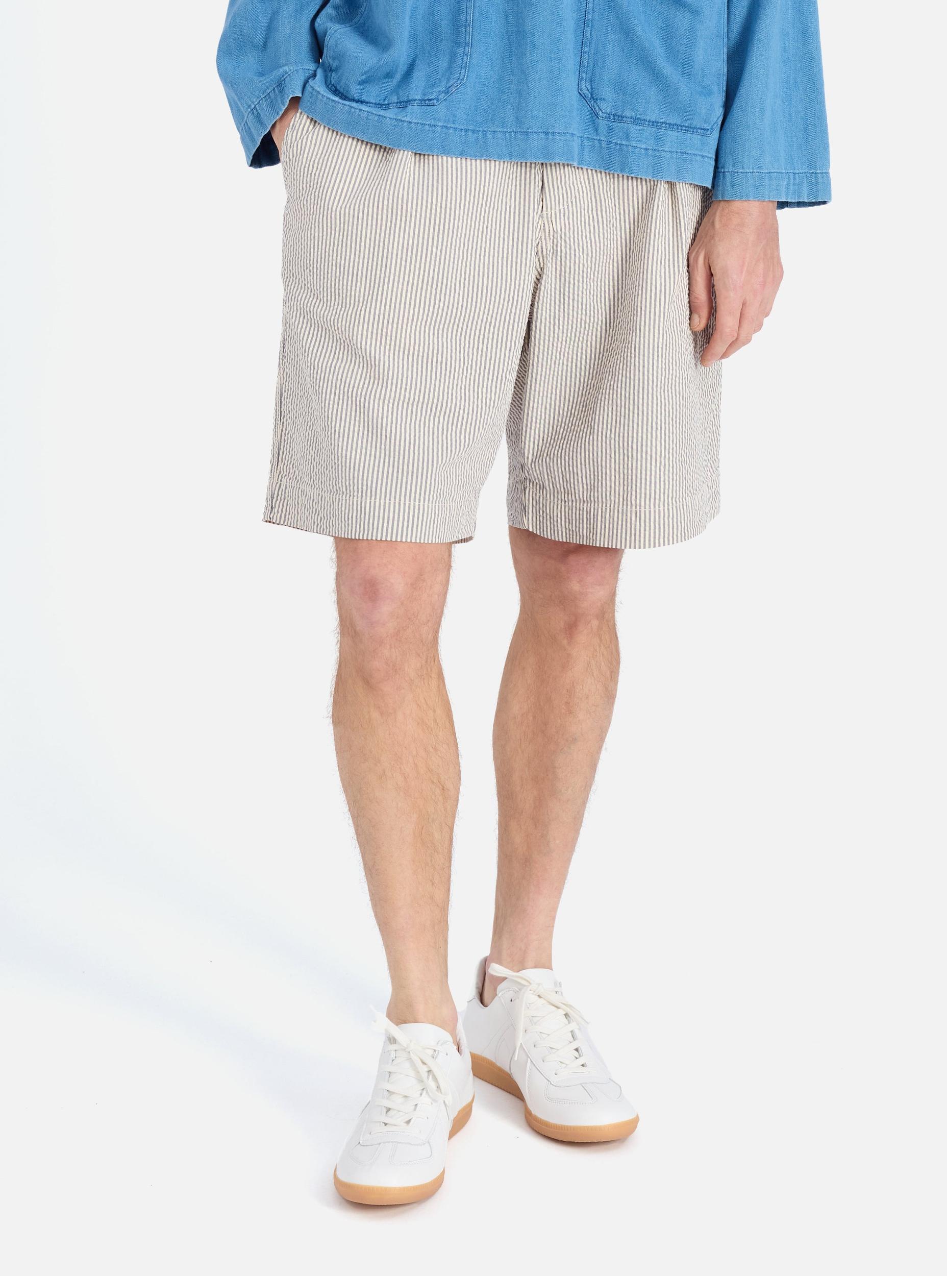 Grey Derby Stripe Pleated Track Short Product Image