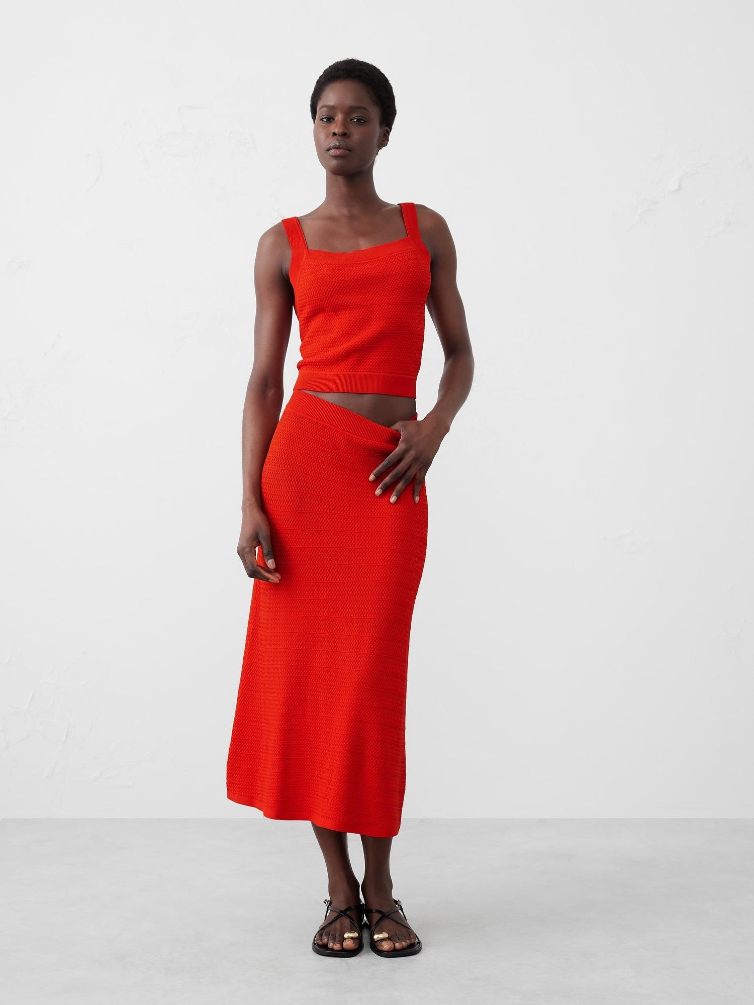 Textured Midi Sweater Skirt Product Image