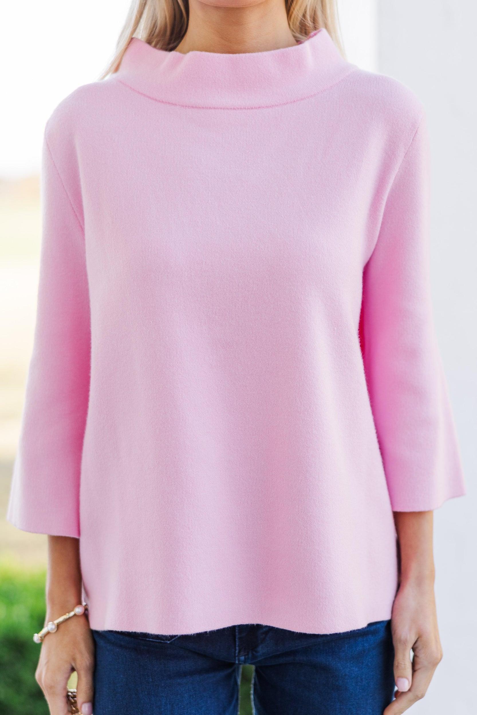Just A Feeling Pink Mock Neck Sweater Female Product Image