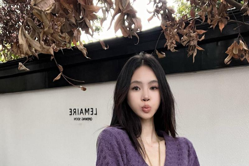 Oversized V-Neck Knit Top Product Image