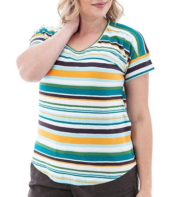 Aventura Summerville Stripe Print Scoop Neck Drop Shoulder Sleeve Top Product Image