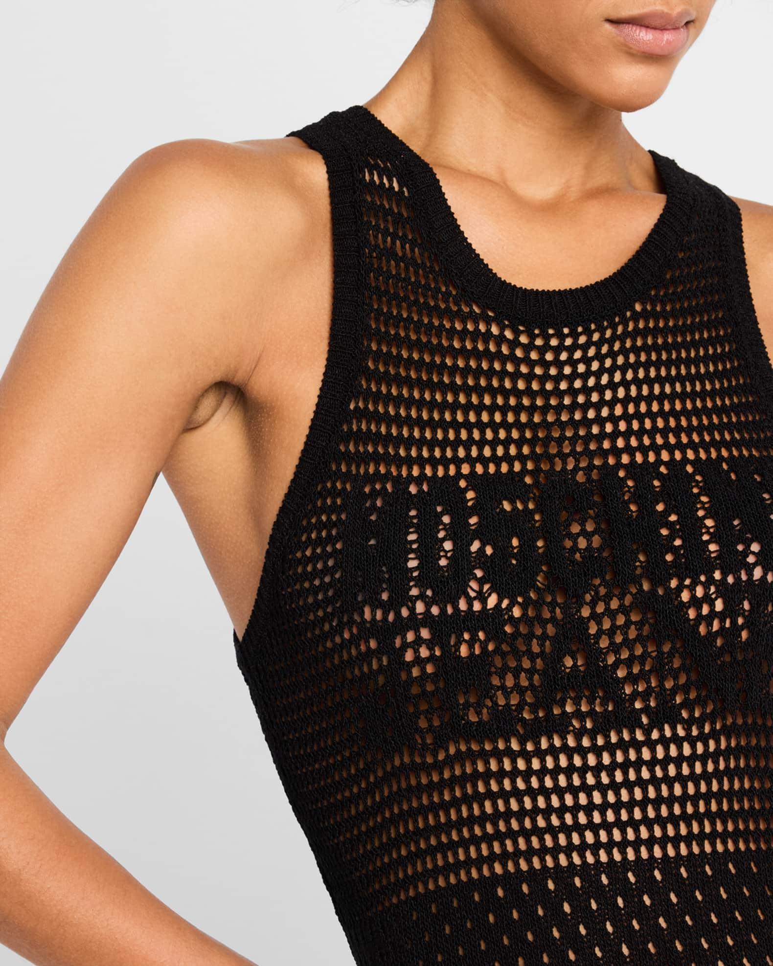 Open-Knit Sleeveless Logo Tank Dress Product Image