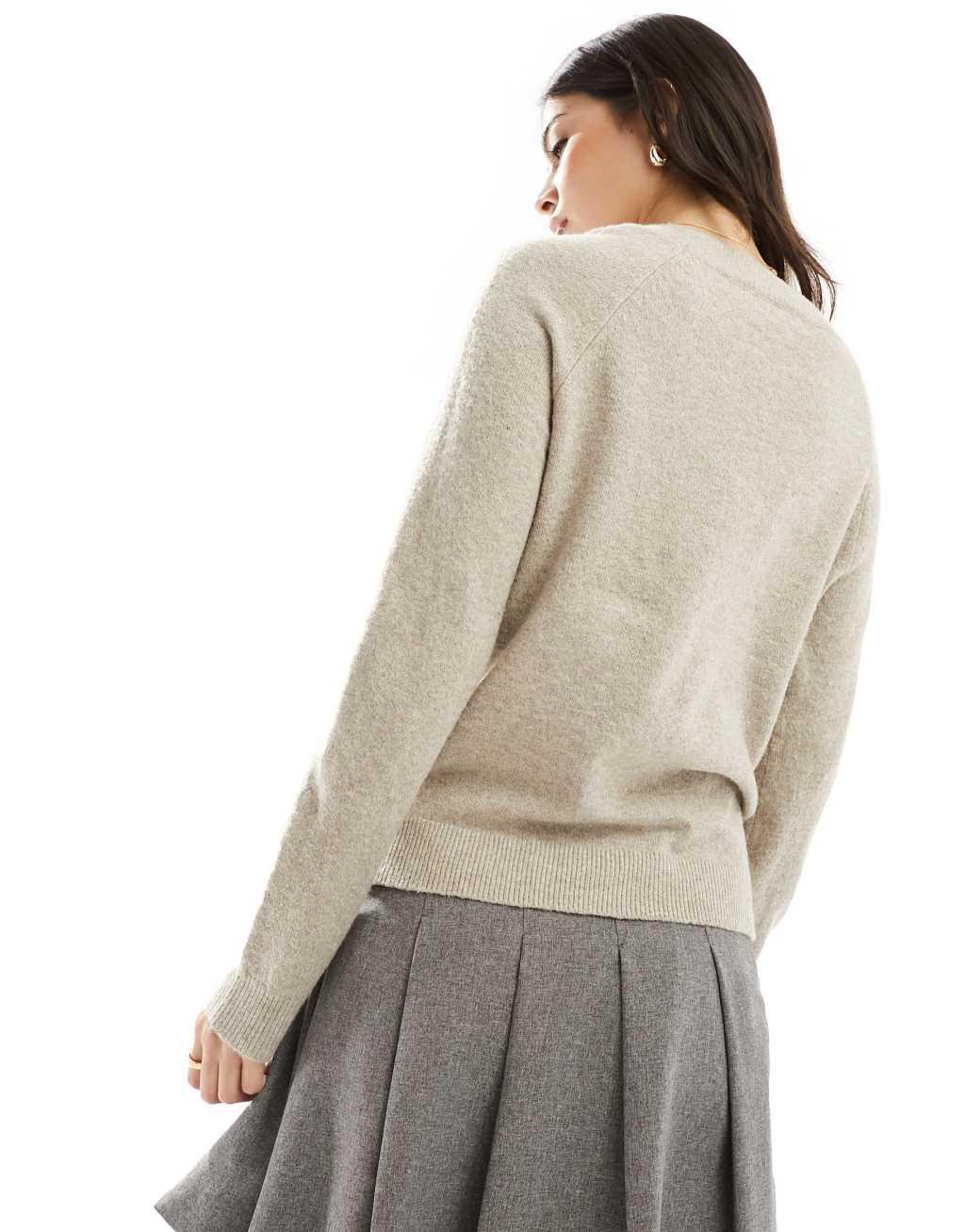 Only crew neck sweater in brown melange  Product Image