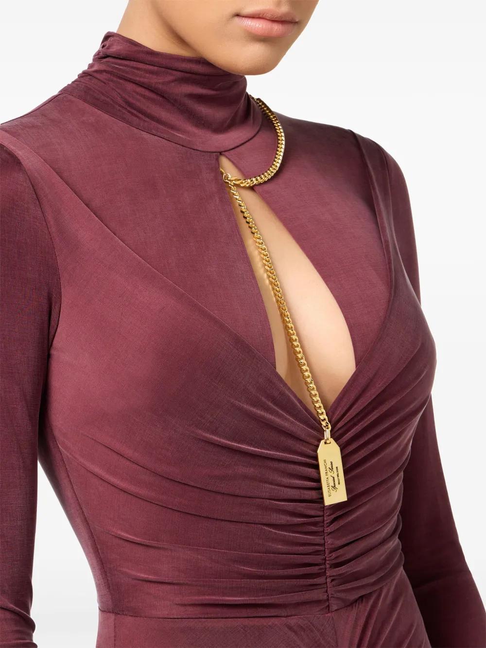 chain-detailing ruched maxi dress Product Image