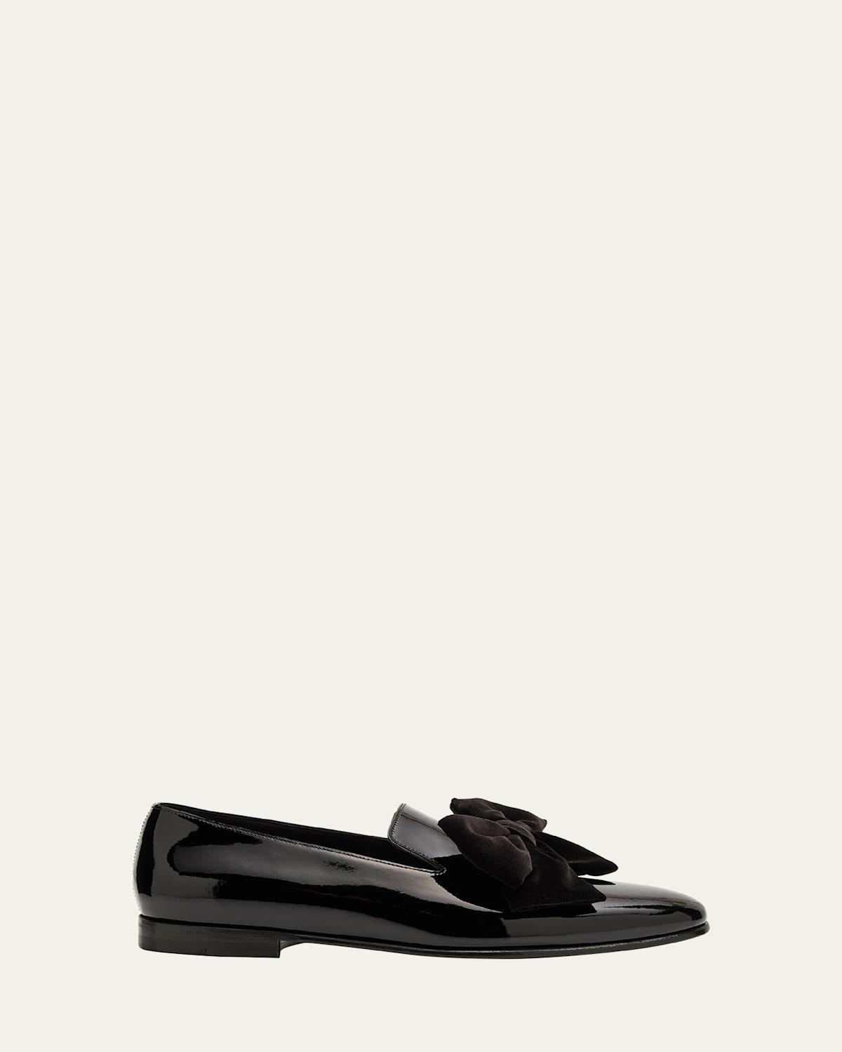 Mens Janser Velvet-Bow Patent Leather Loafers Product Image