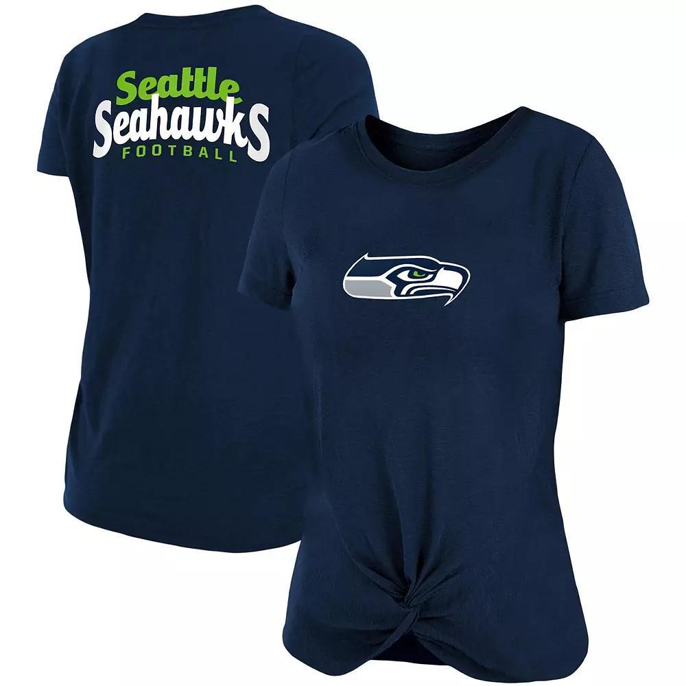Women's New Era College Navy Seattle Seahawks Slub T-Shirt with Front Twist Knot, Size: Medium, Blue Product Image