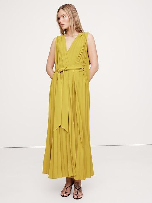 Pleated Cape Maxi Dress Product Image