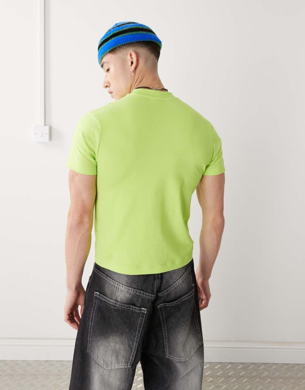 COLLUSION official Charli XCX Brat slogan shrunken t-shirt in green Product Image