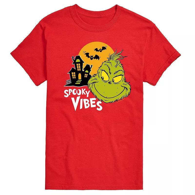 Mens Dr. Seuss Grinch Spooky Vibes Graphic Tee Grey Green Product Image