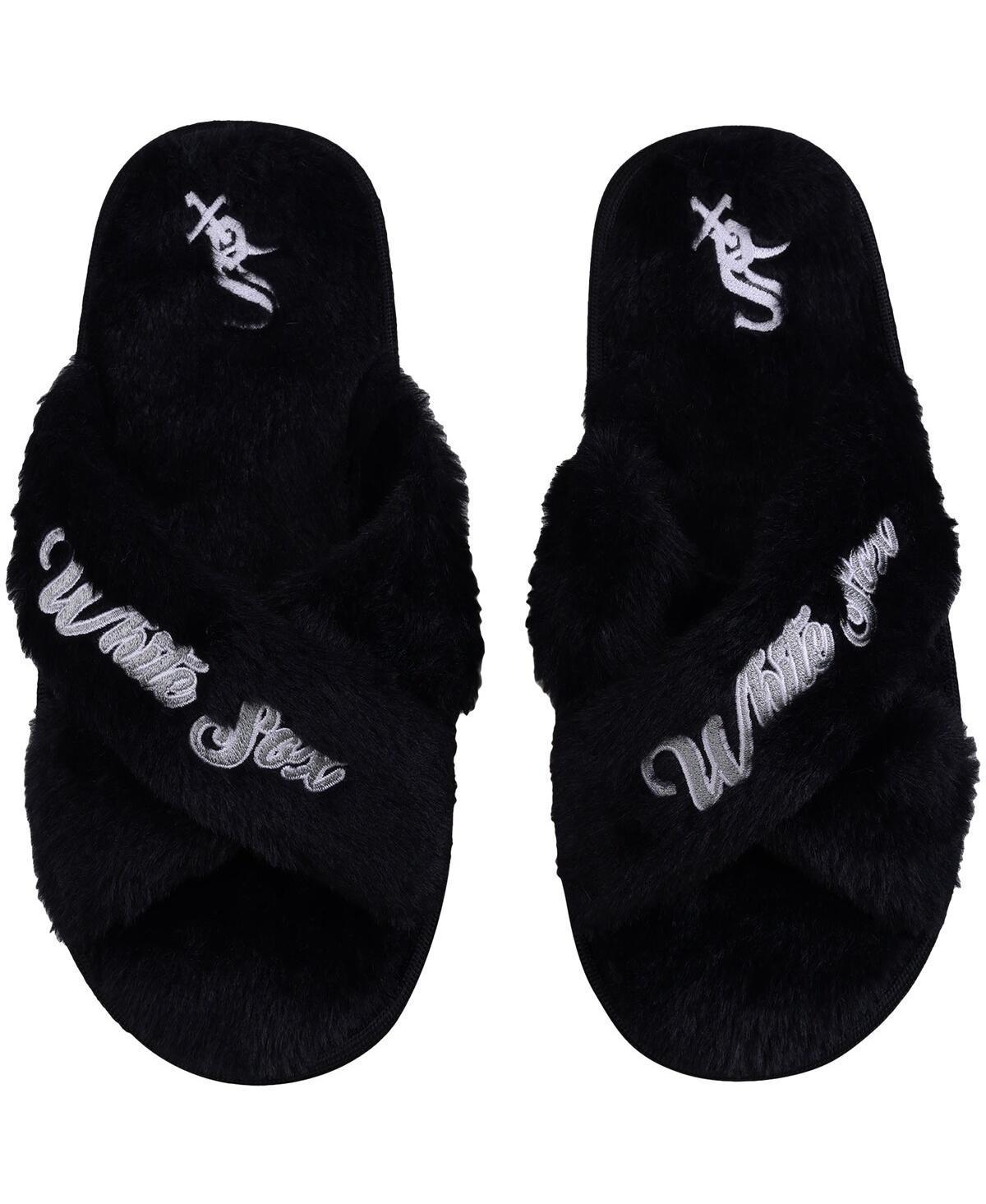 Women's FOCO Chicago White Sox Script Cross Slide Slippers, Size: XL, Black Product Image
