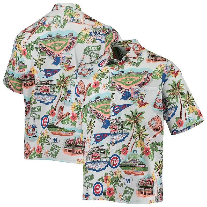 Men's Reyn Spooner White Chicago Cubs Scenic Button-Up Shirt, Size: Medium Product Image