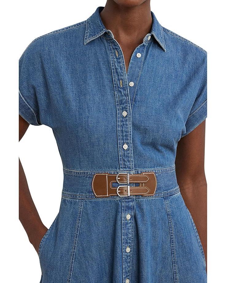Denim Surplice Midi Dress Product Image