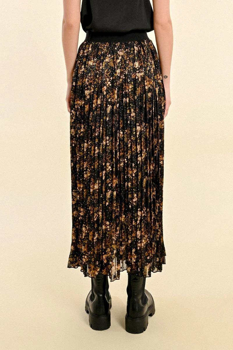 Long Pleated Skirt, Floral Pattern Product Image