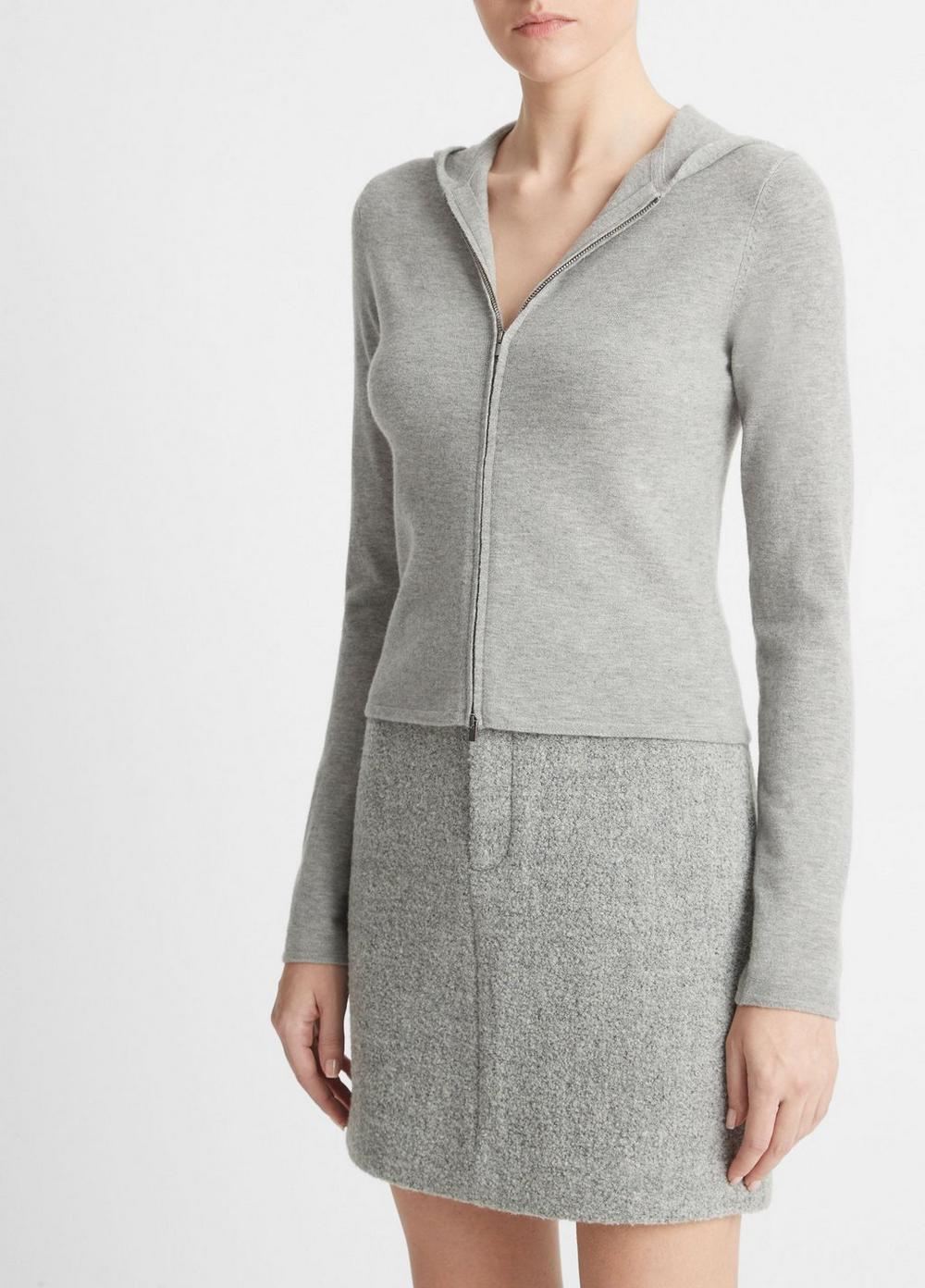 Womens Wool-Blend Zip Hoodie, Heather Silver Dust, Size L Vince Product Image