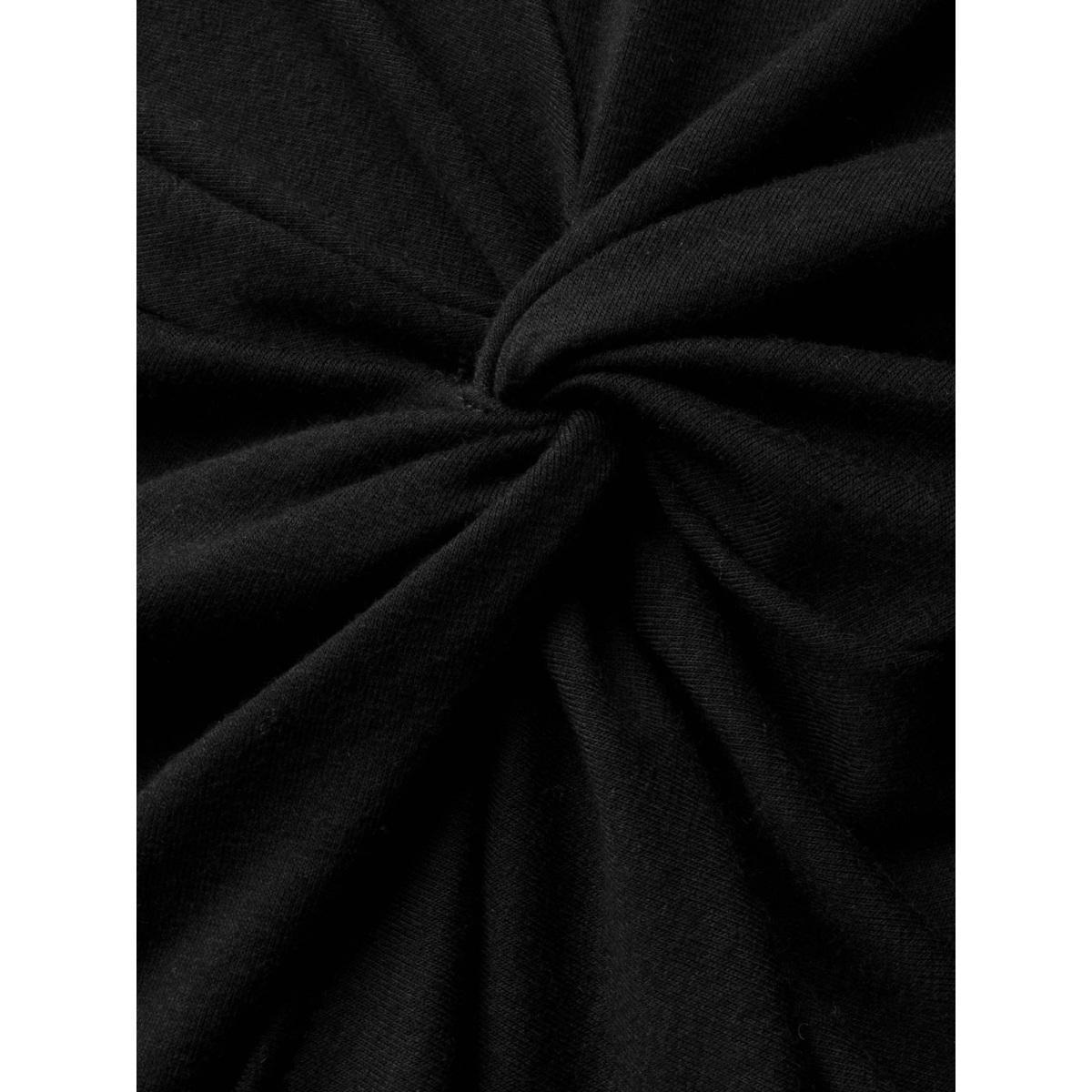 Plus Size Supersoft Essentials Twist Front Split Hem T-shirt Black Women Casual Tie knot Mock Neck Skinny Everyday T-shirts BloomChic 10/M Product Image