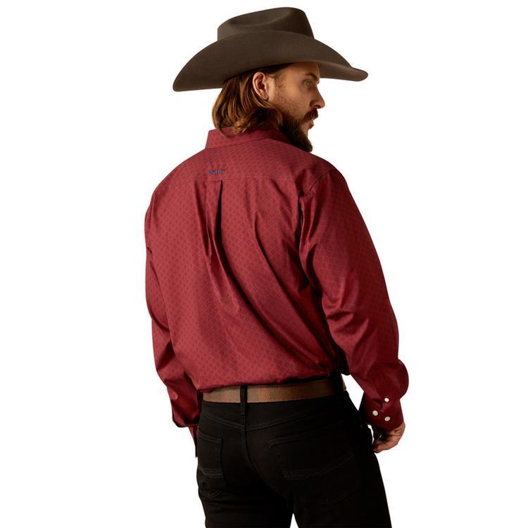 Ariat® Men's L/S Dark Red Print Issac WF Classic Fit Shirt Product Image