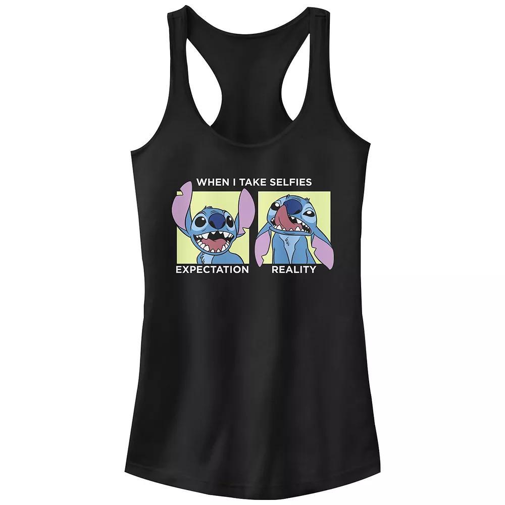 Juniors' Disney's Lilo & Stitch "When I Take Selfies" Expectation vs. Reality Tank Top, Women's, Size: Medium, Black Product Image