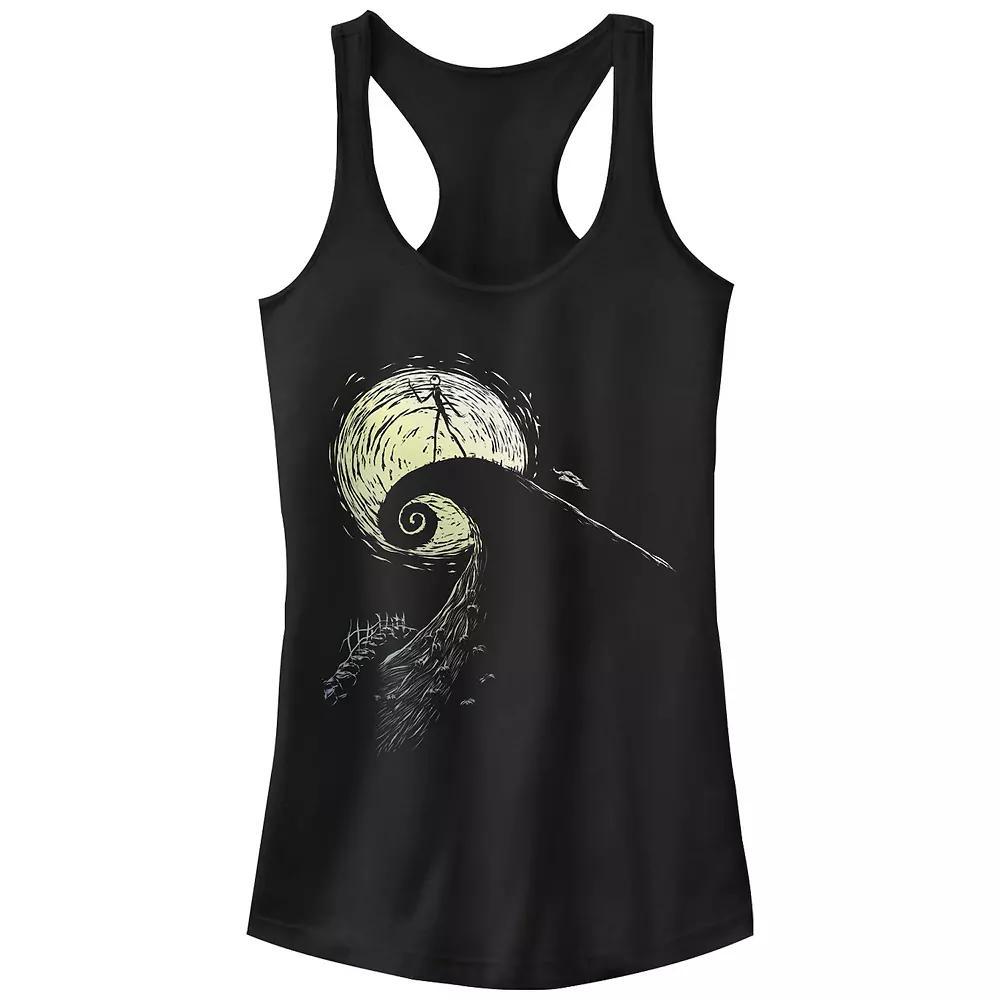 Disney's The Nightmare Before Christmas Jack Skellington On Spiral Hill Juniors' Racerback Tank Top, Girl's, Size: XL, Black Product Image