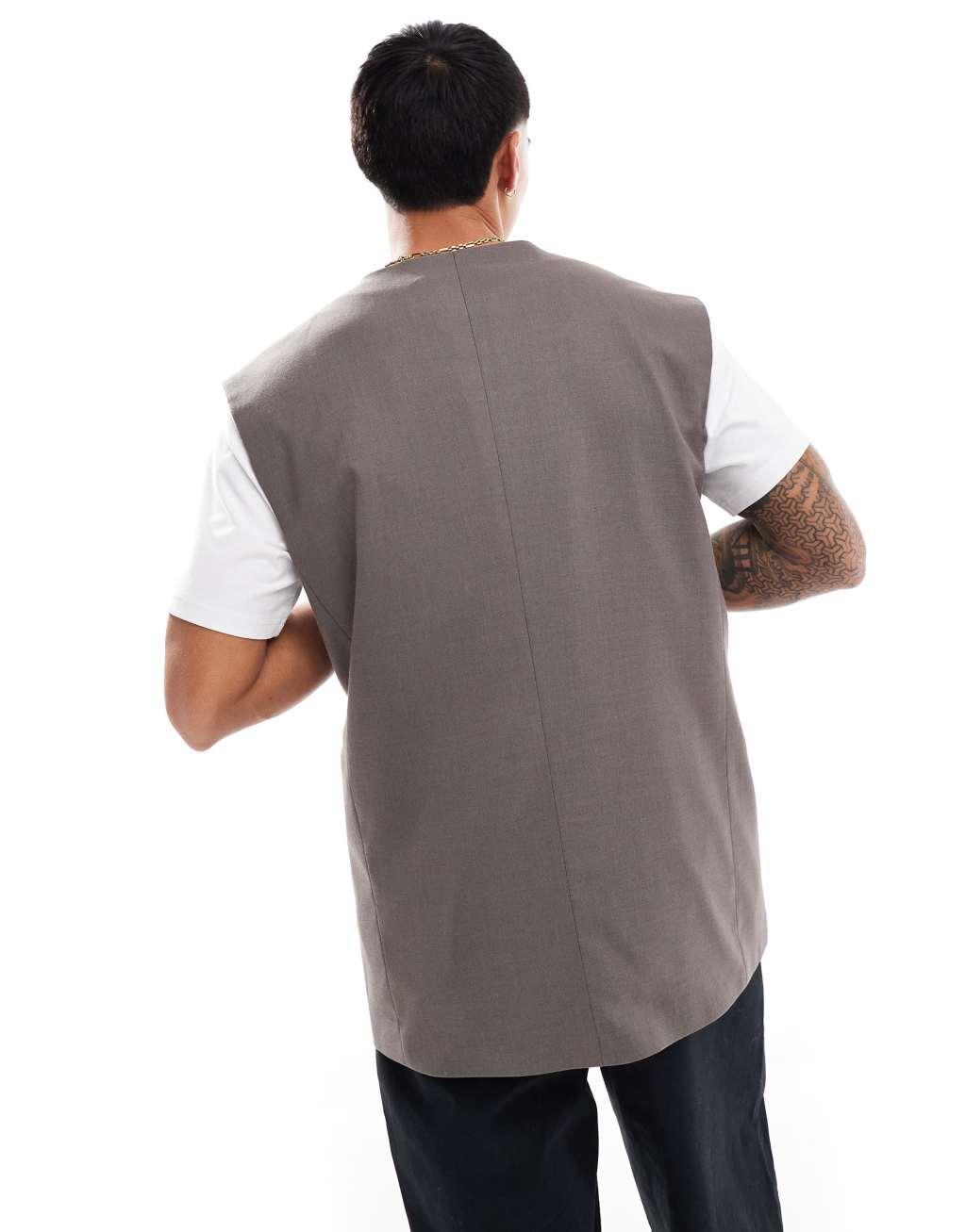 ASOS DESIGN longline vest in brown Product Image