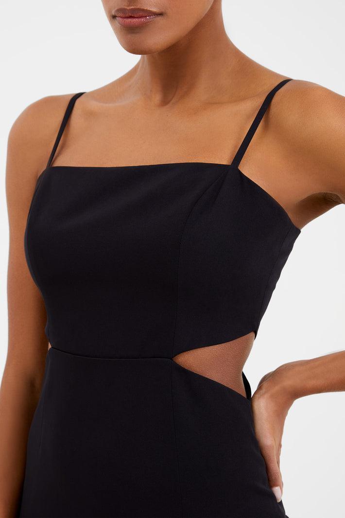 Echo Crepe Cut Out Slip Dress- Black Product Image